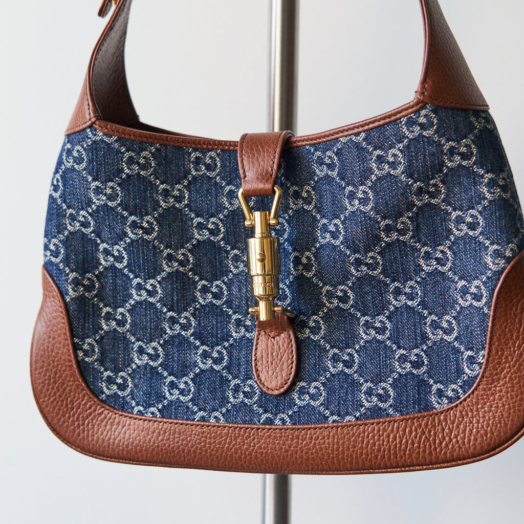 Gucci Blue Denim Jackie 1961 Small Shoulder Bag