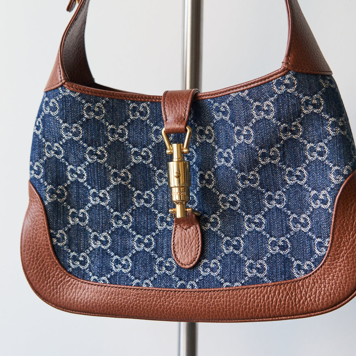 Gucci Blue Denim Jackie 1961 Small Shoulder Bag