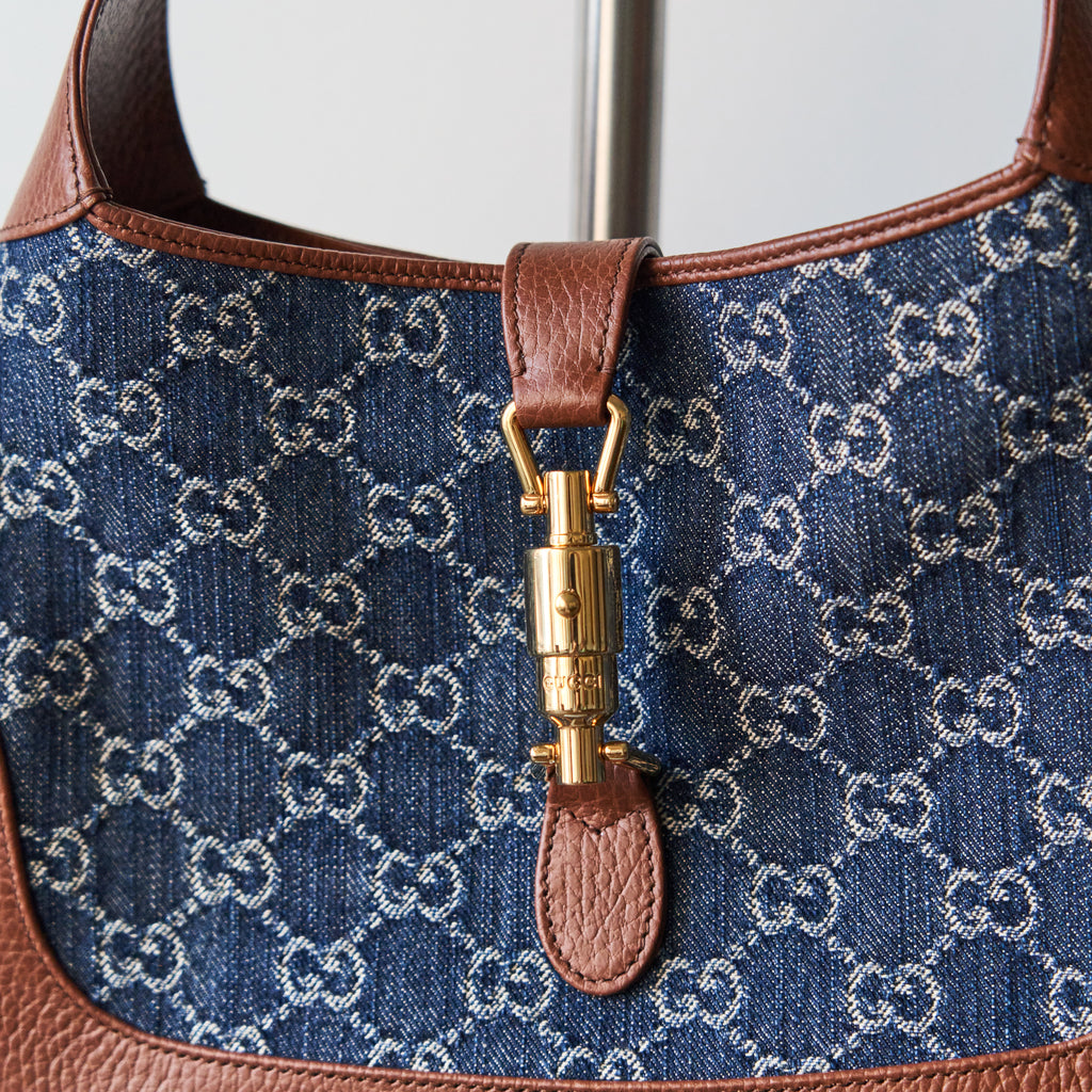 Gucci Blue Denim Jackie 1961 Small Shoulder Bag