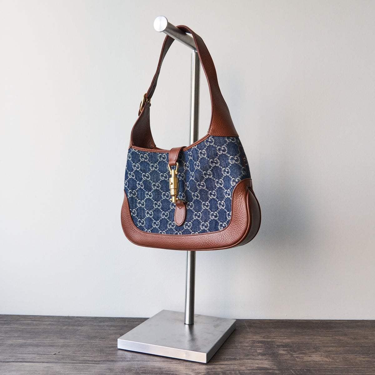 Gucci Blue Denim Jackie 1961 Small Shoulder Bag