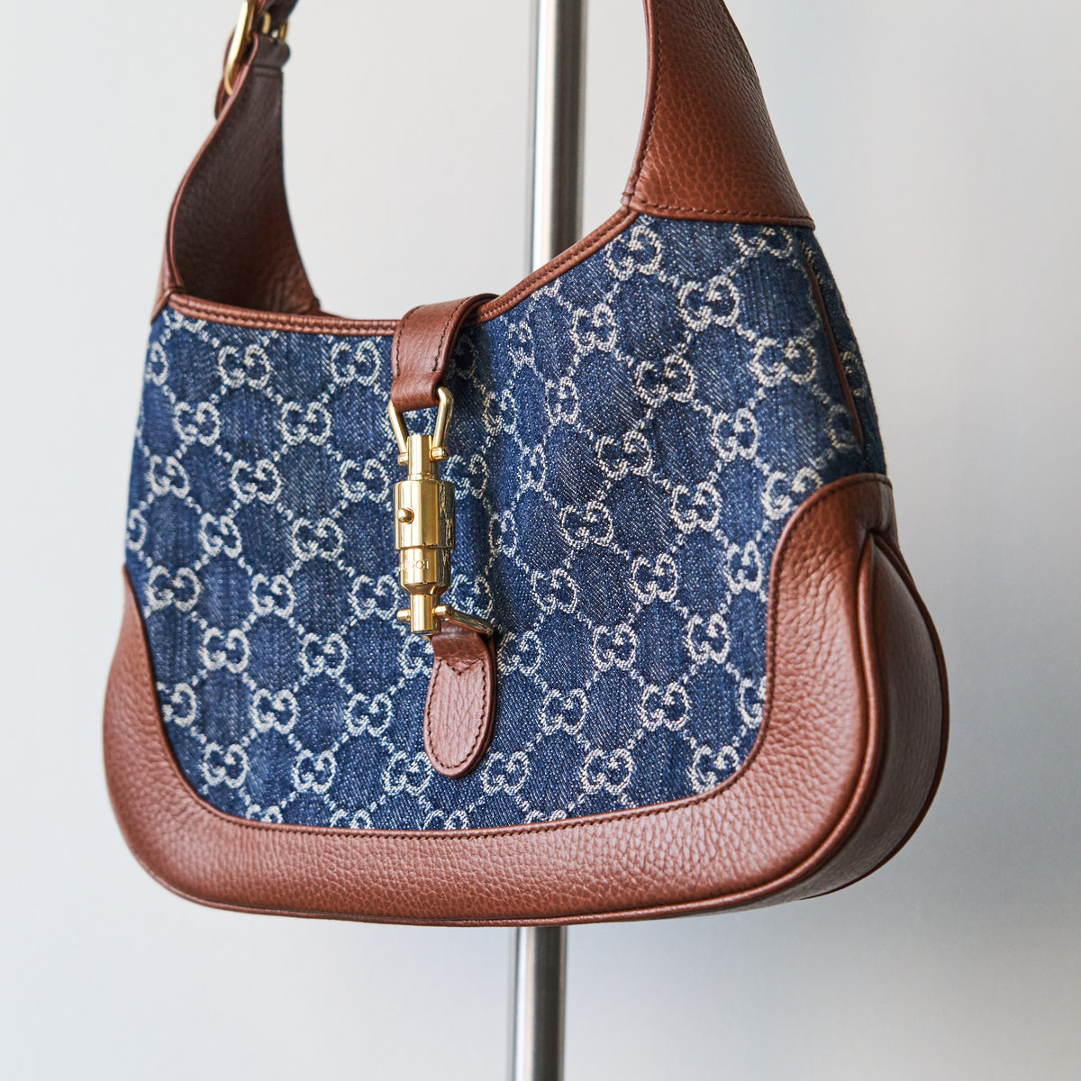 Gucci Blue Denim Jackie 1961 Small Shoulder Bag